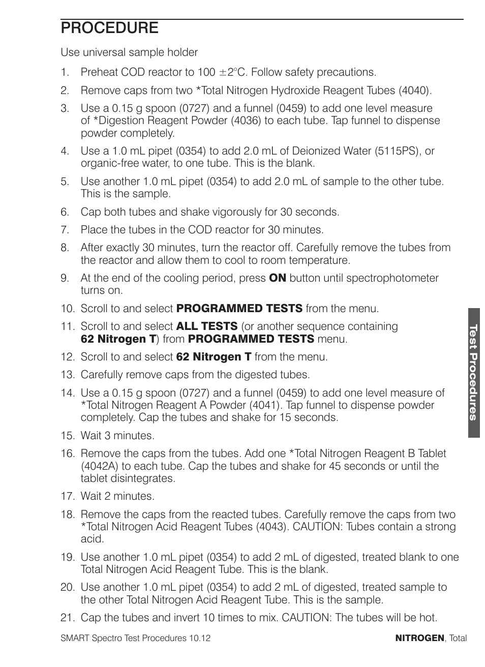 Procedure | LaMotte SMART Spectro Spectrophotometer User Manual | Page 202 / 261