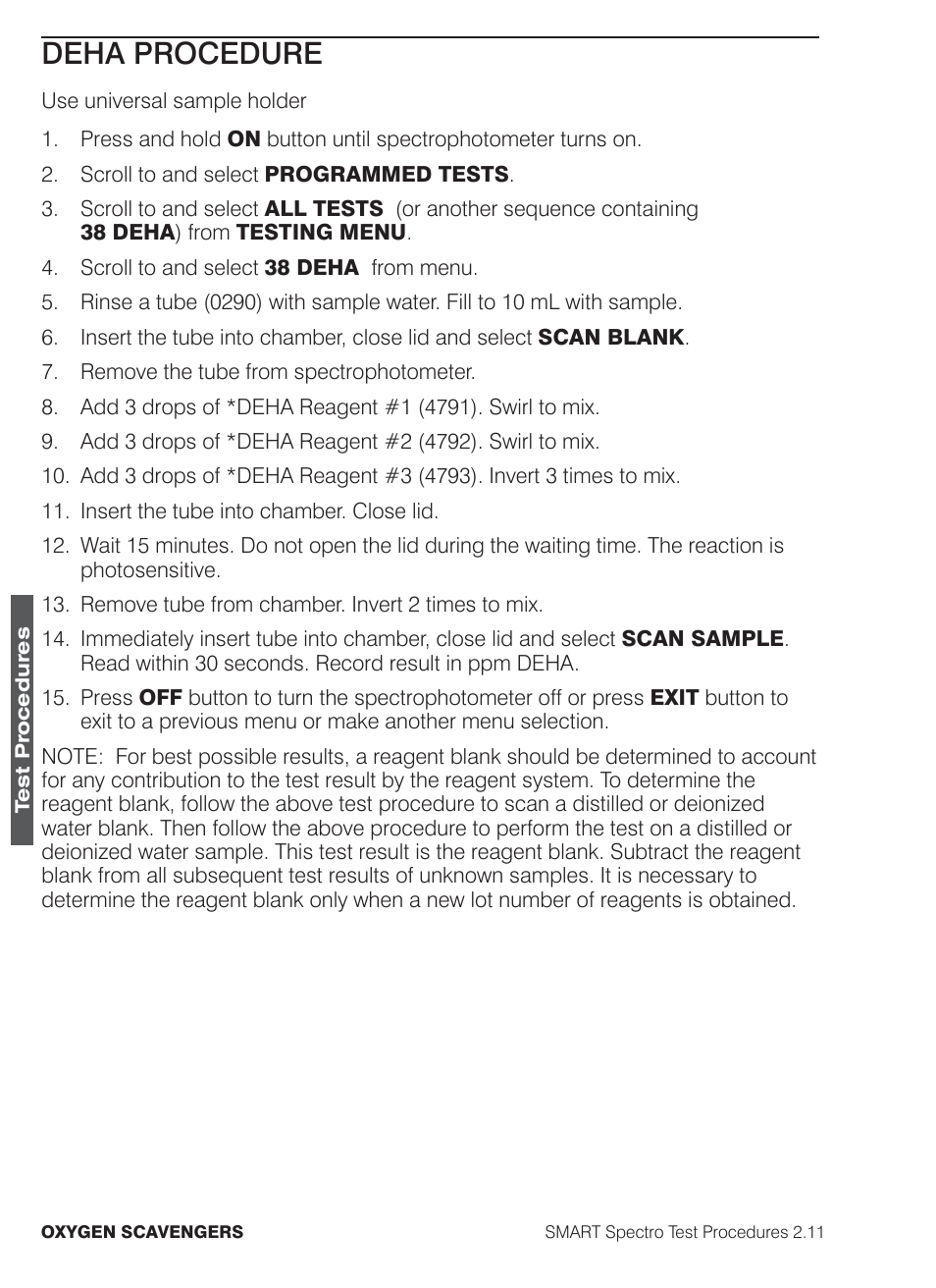 Deha procedure | LaMotte SMART Spectro Spectrophotometer User Manual | Page 205 / 261