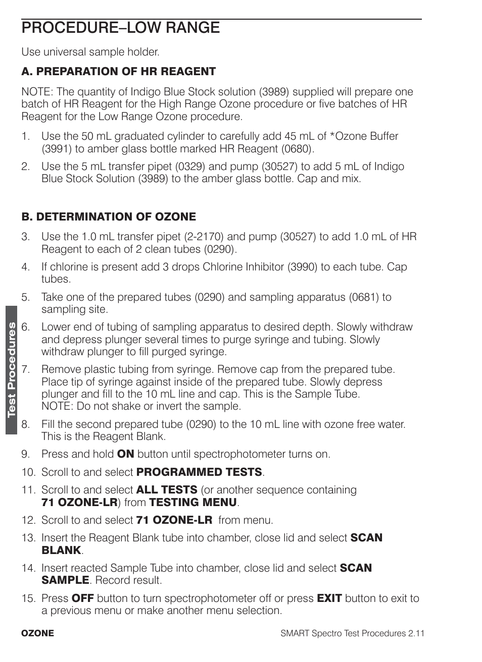 Procedure–low range | LaMotte SMART Spectro Spectrophotometer User Manual | Page 211 / 261