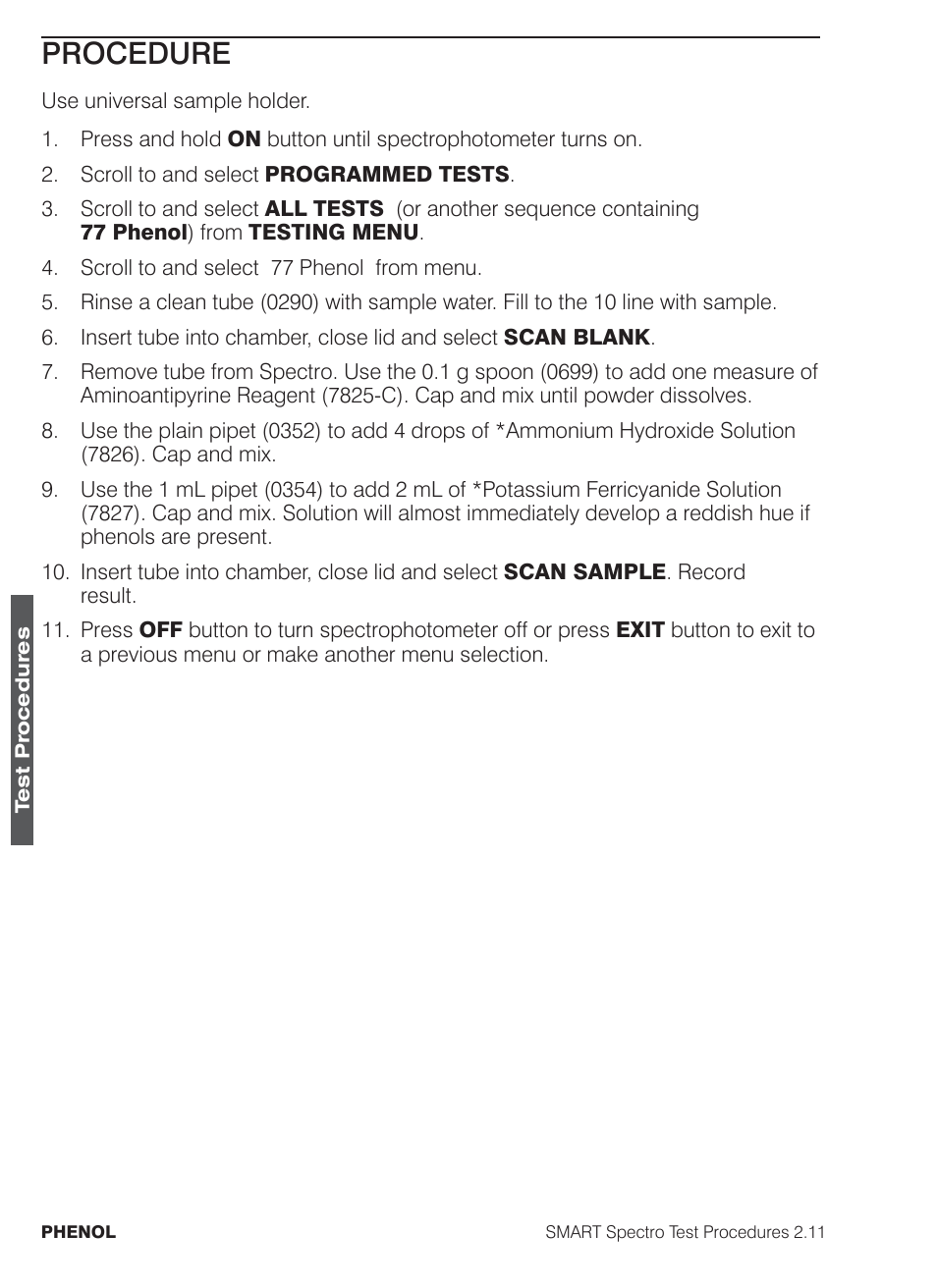 Procedure | LaMotte SMART Spectro Spectrophotometer User Manual | Page 219 / 261