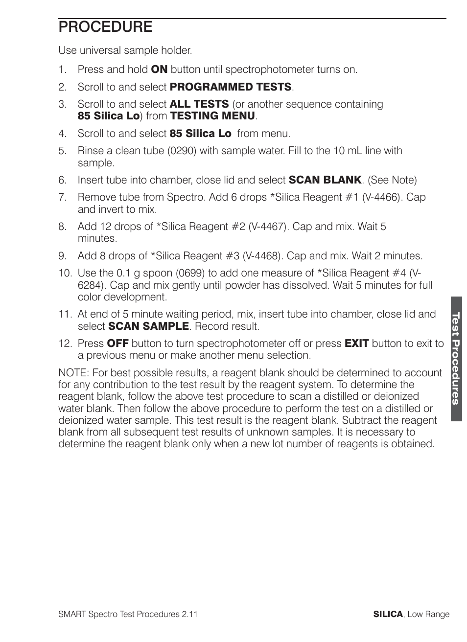 Procedure | LaMotte SMART Spectro Spectrophotometer User Manual | Page 238 / 261