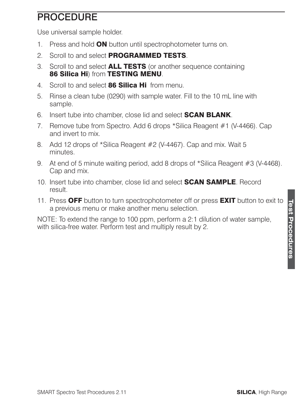 Procedure | LaMotte SMART Spectro Spectrophotometer User Manual | Page 242 / 261