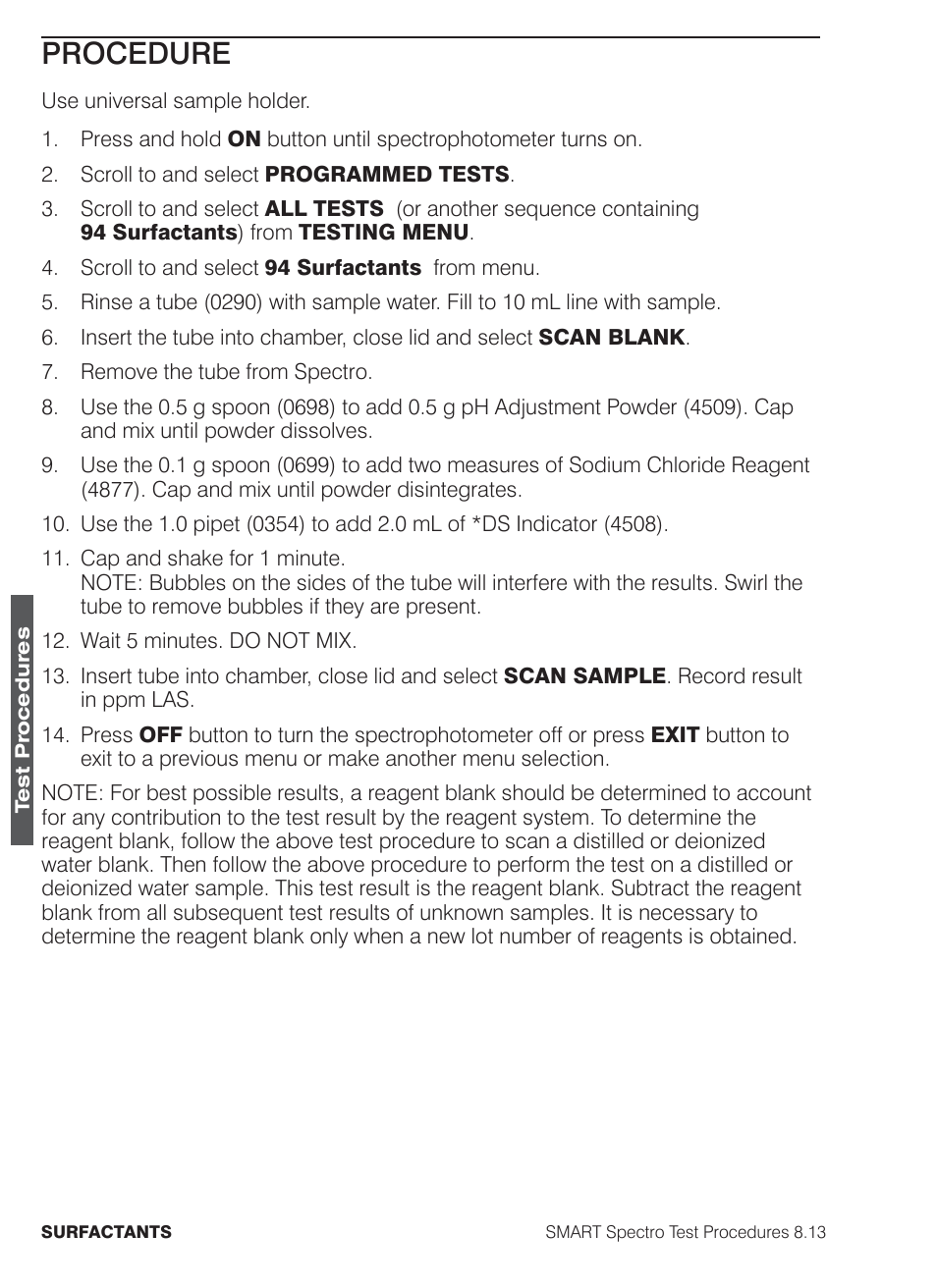 Procedure | LaMotte SMART Spectro Spectrophotometer User Manual | Page 251 / 261