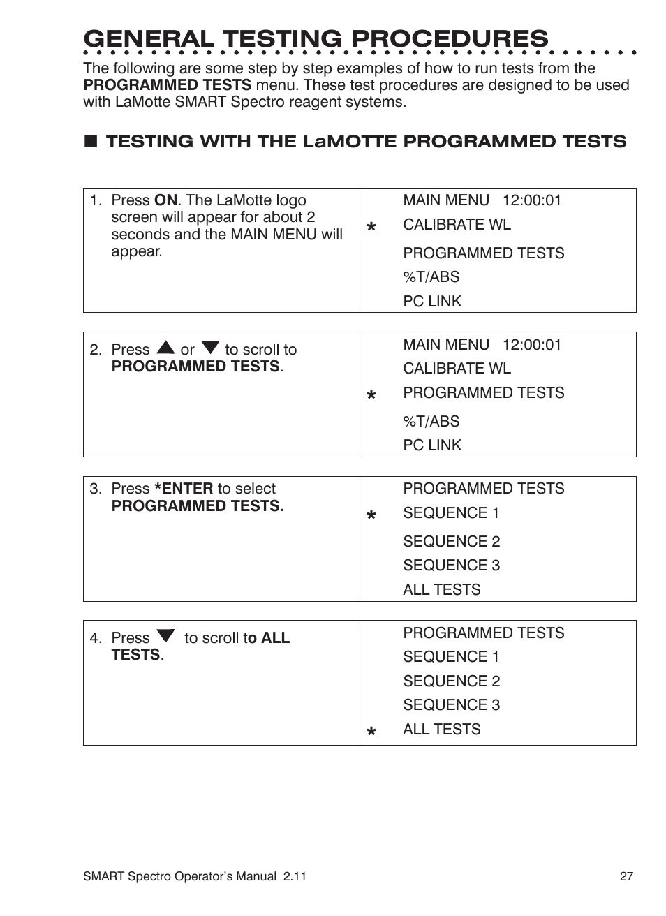 General testing procedures | LaMotte SMART Spectro Spectrophotometer User Manual | Page 27 / 261