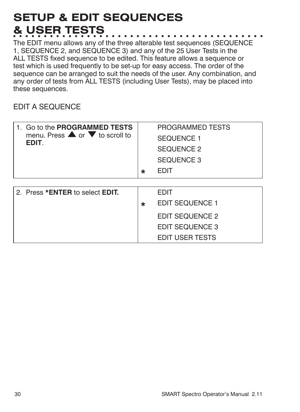 Setup & edit sequences & user tests | LaMotte SMART Spectro Spectrophotometer User Manual | Page 30 / 261