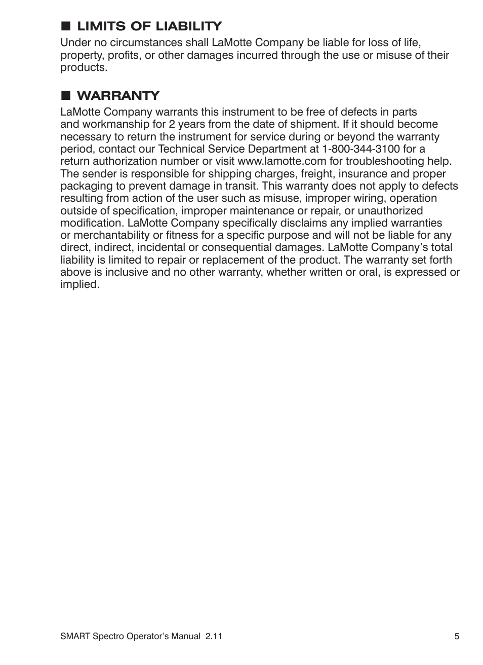 LaMotte SMART Spectro Spectrophotometer User Manual | Page 5 / 261