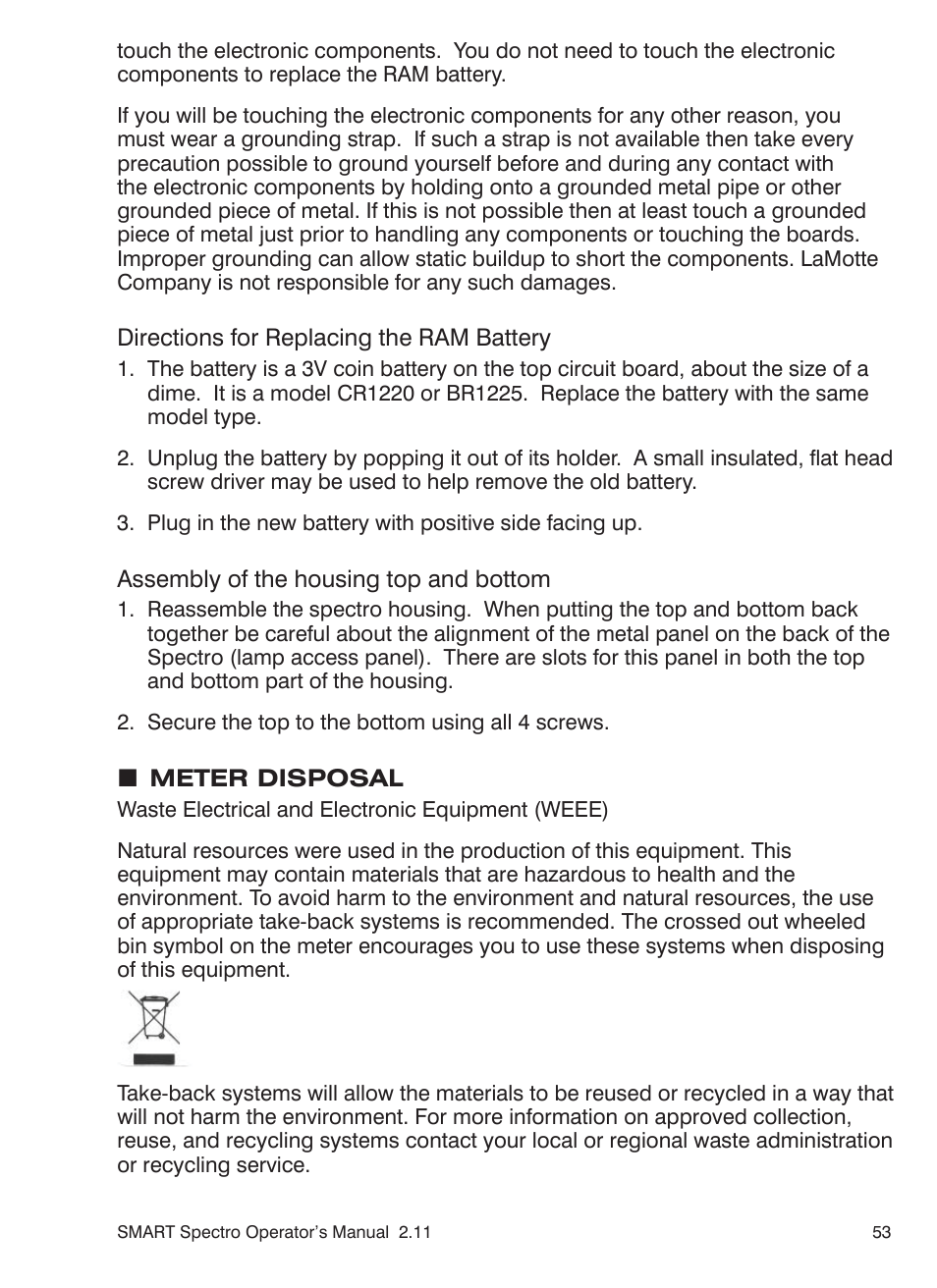 LaMotte SMART Spectro Spectrophotometer User Manual | Page 53 / 261