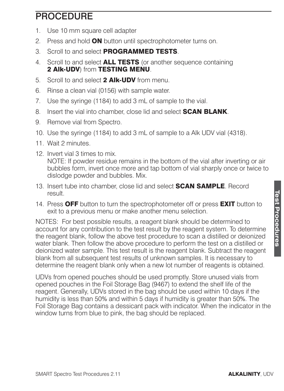 Procedure | LaMotte SMART Spectro Spectrophotometer User Manual | Page 62 / 261