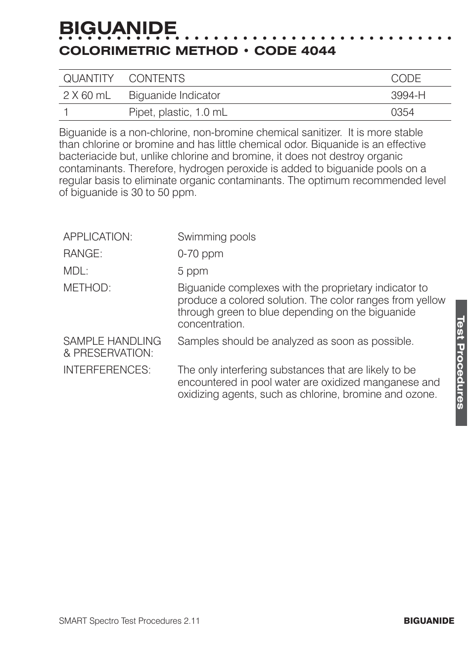 Biguanide | LaMotte SMART Spectro Spectrophotometer User Manual | Page 74 / 261