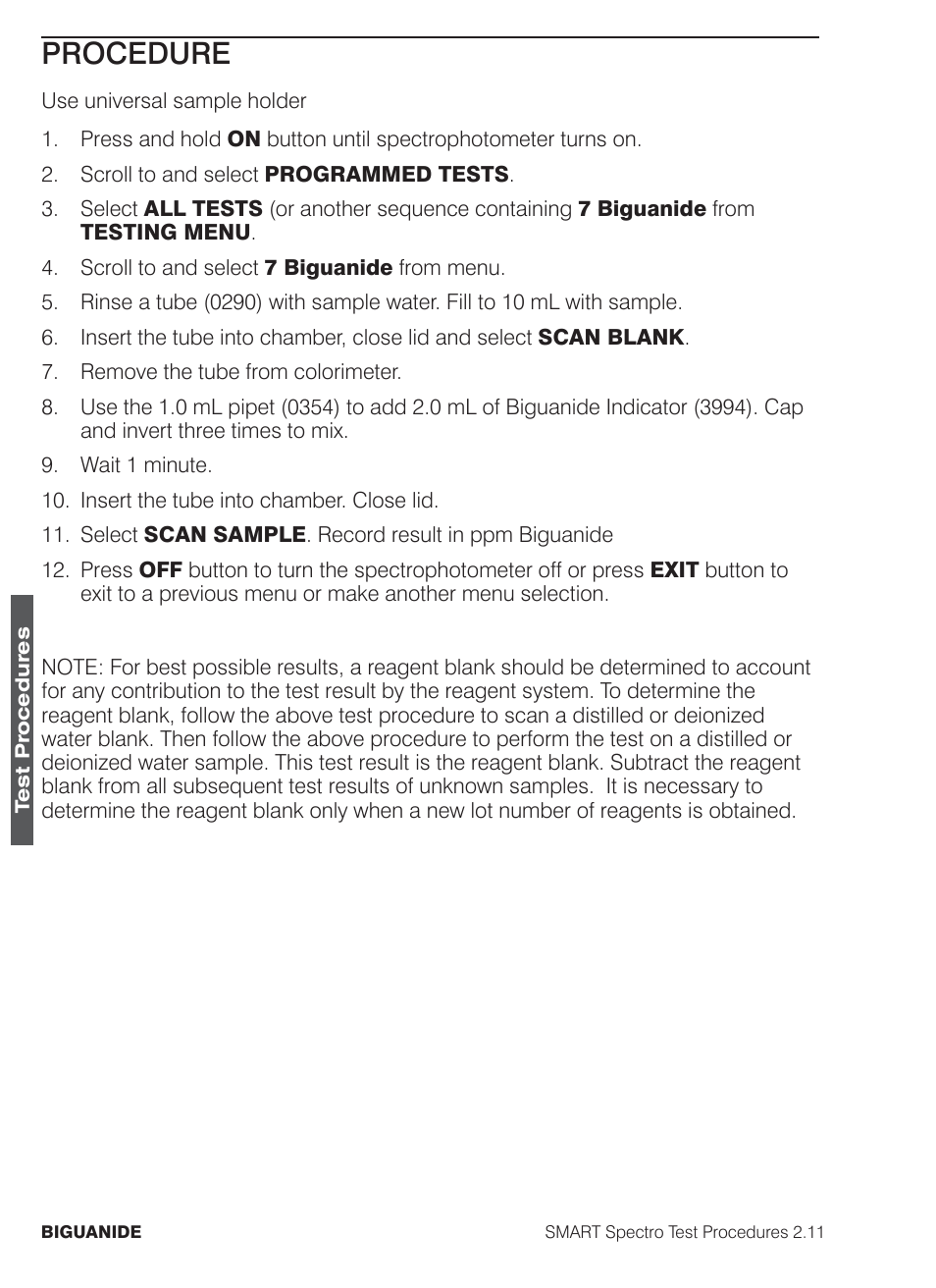 Procedure | LaMotte SMART Spectro Spectrophotometer User Manual | Page 75 / 261