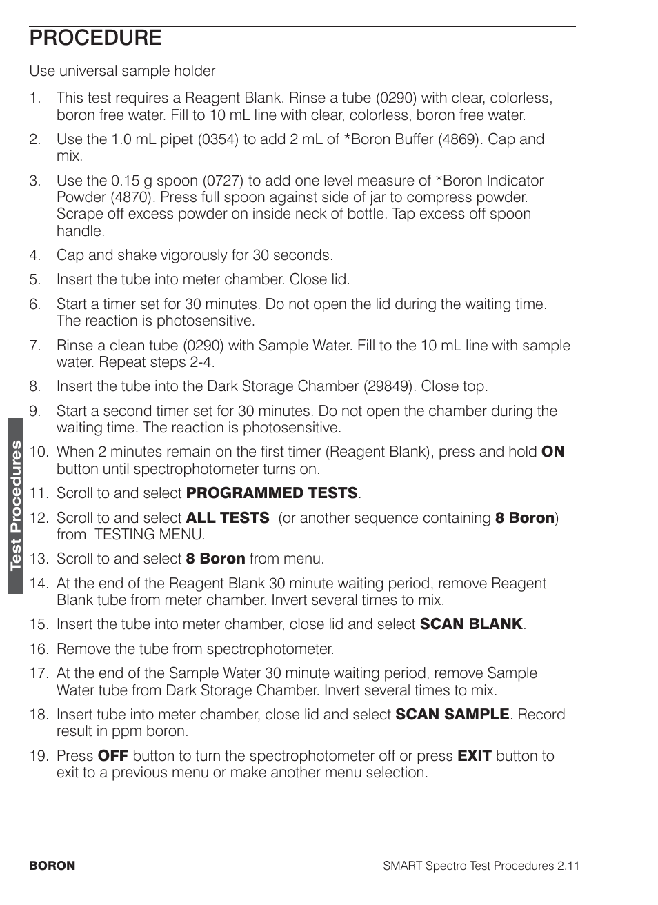 Procedure | LaMotte SMART Spectro Spectrophotometer User Manual | Page 77 / 261