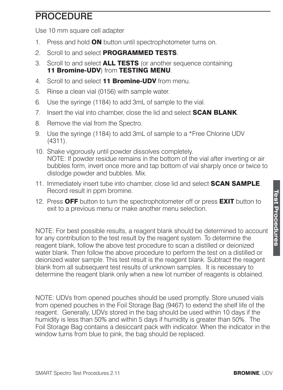 Procedure | LaMotte SMART Spectro Spectrophotometer User Manual | Page 80 / 261