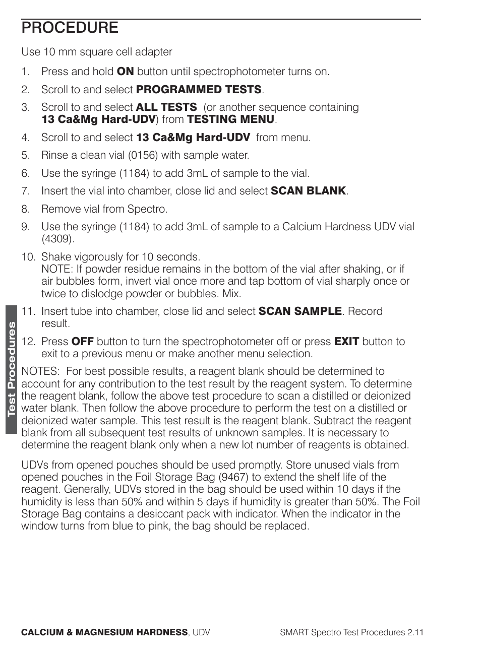 Procedure | LaMotte SMART Spectro Spectrophotometer User Manual | Page 85 / 261