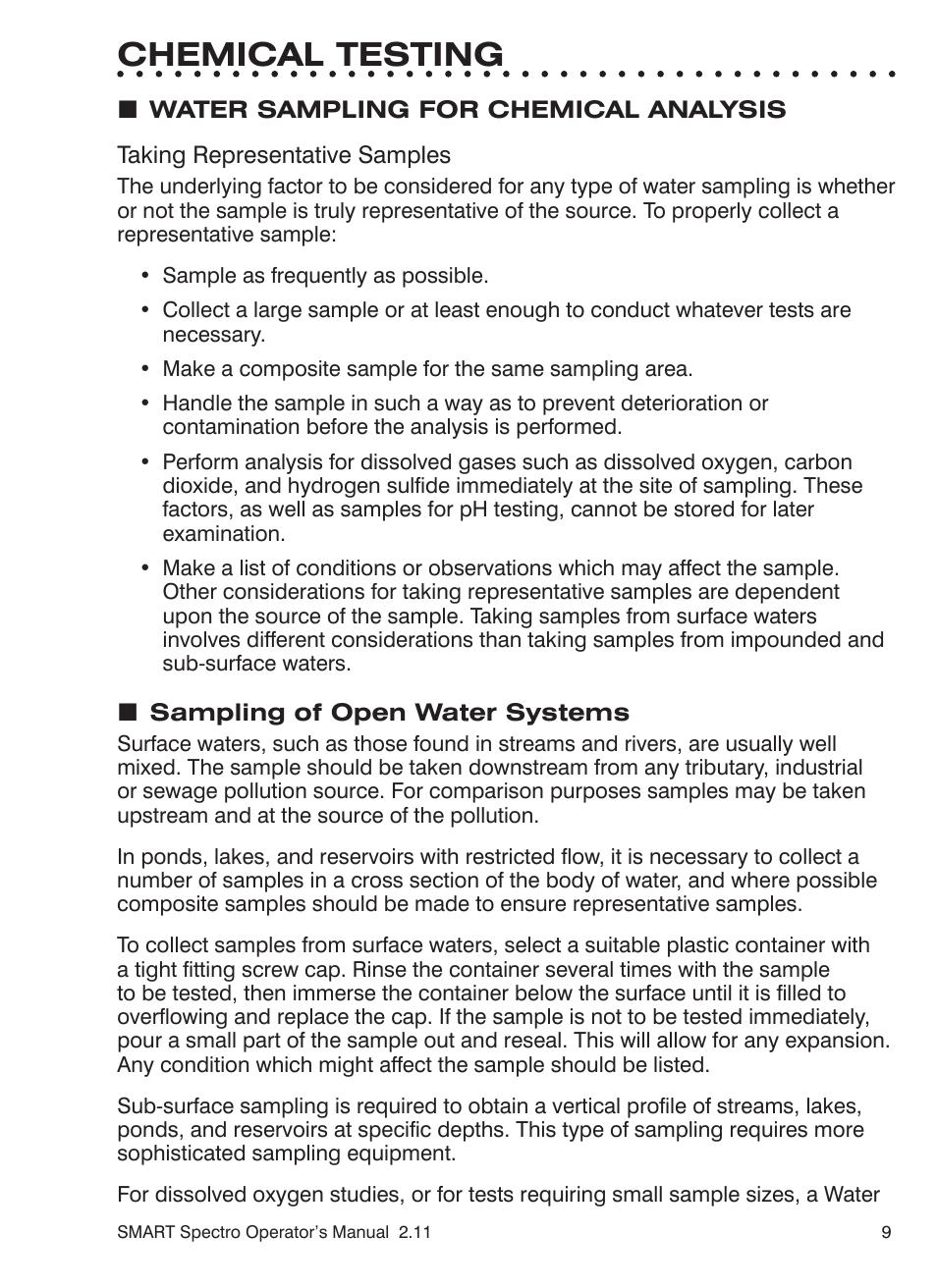 Chemical testing | LaMotte SMART Spectro Spectrophotometer User Manual | Page 9 / 261