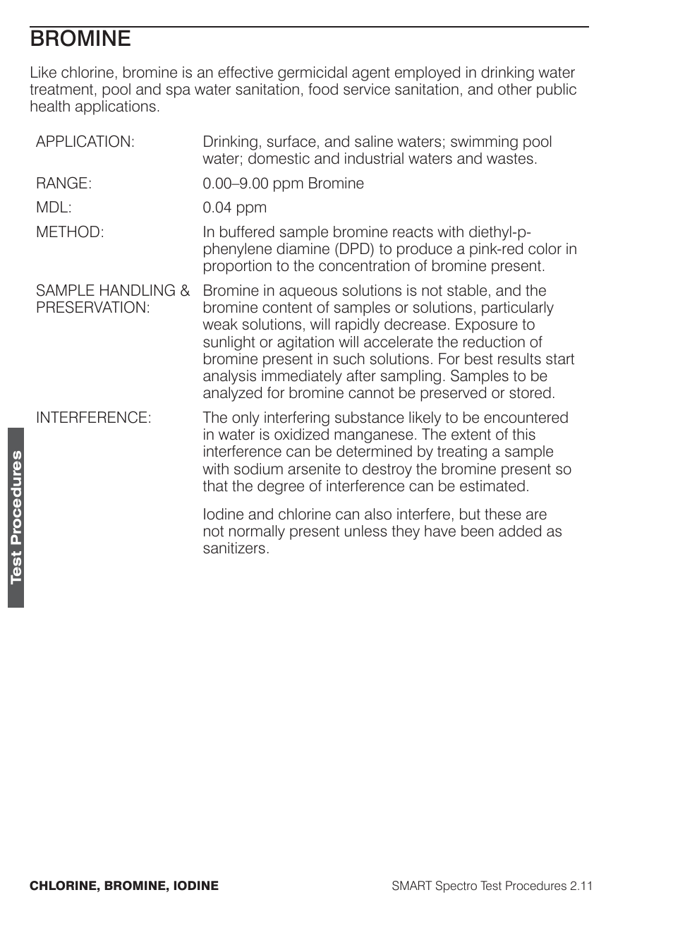 Bromine | LaMotte SMART Spectro Spectrophotometer User Manual | Page 91 / 261