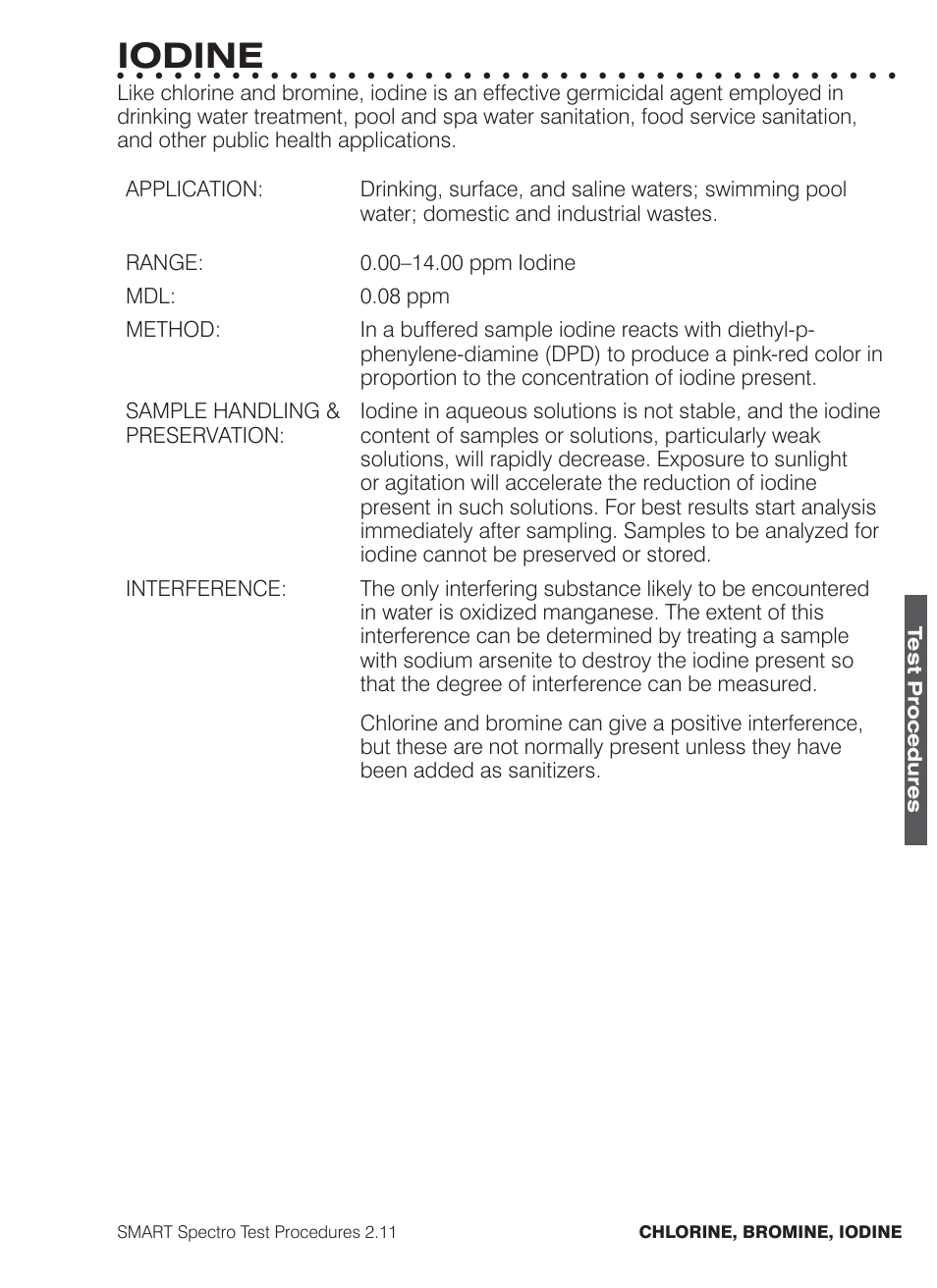 Iodine | LaMotte SMART Spectro Spectrophotometer User Manual | Page 94 / 261