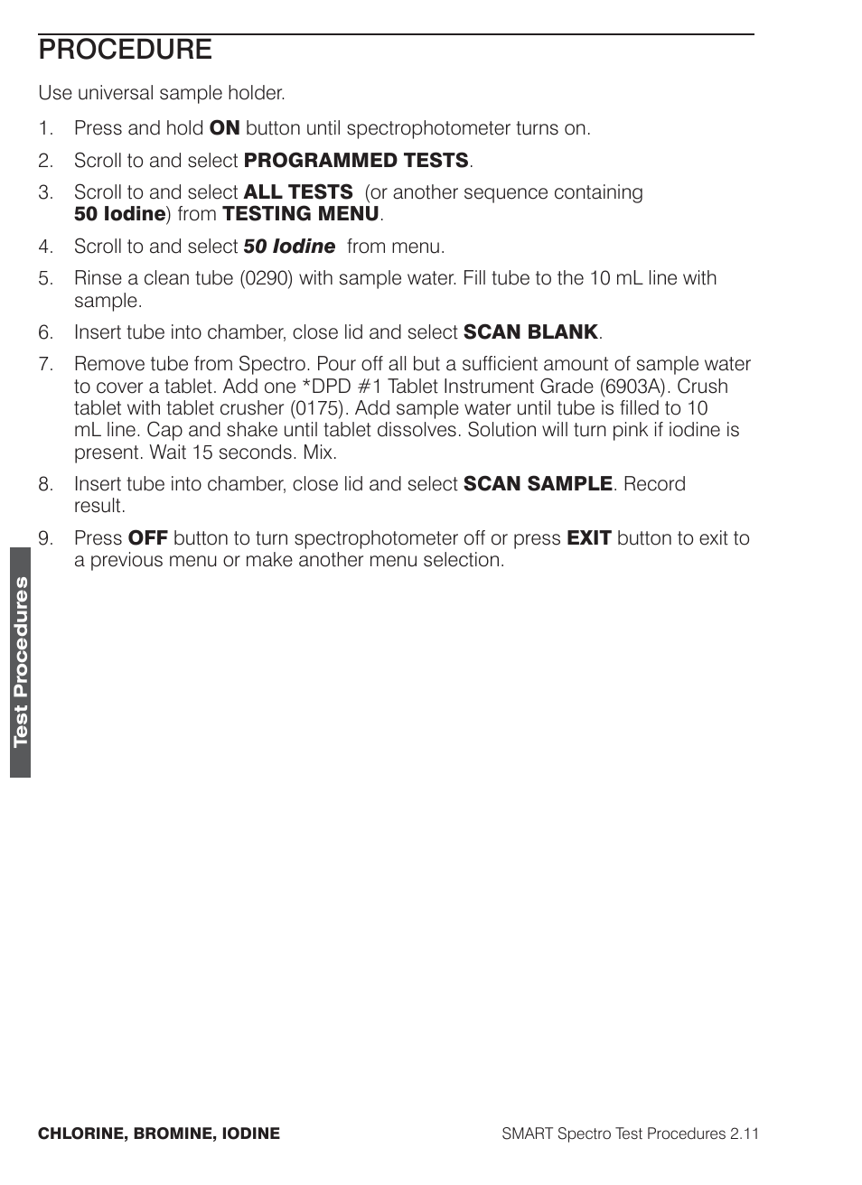 Procedure | LaMotte SMART Spectro Spectrophotometer User Manual | Page 95 / 261