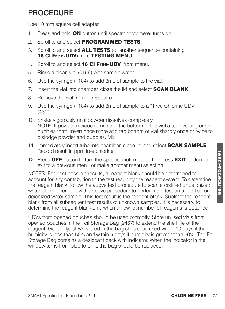 Procedure | LaMotte SMART Spectro Spectrophotometer User Manual | Page 98 / 261