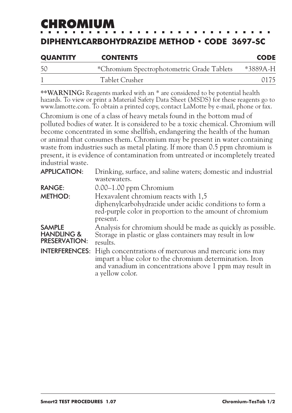 Chromium | LaMotte SMART 2 User Manual | Page 111 / 258