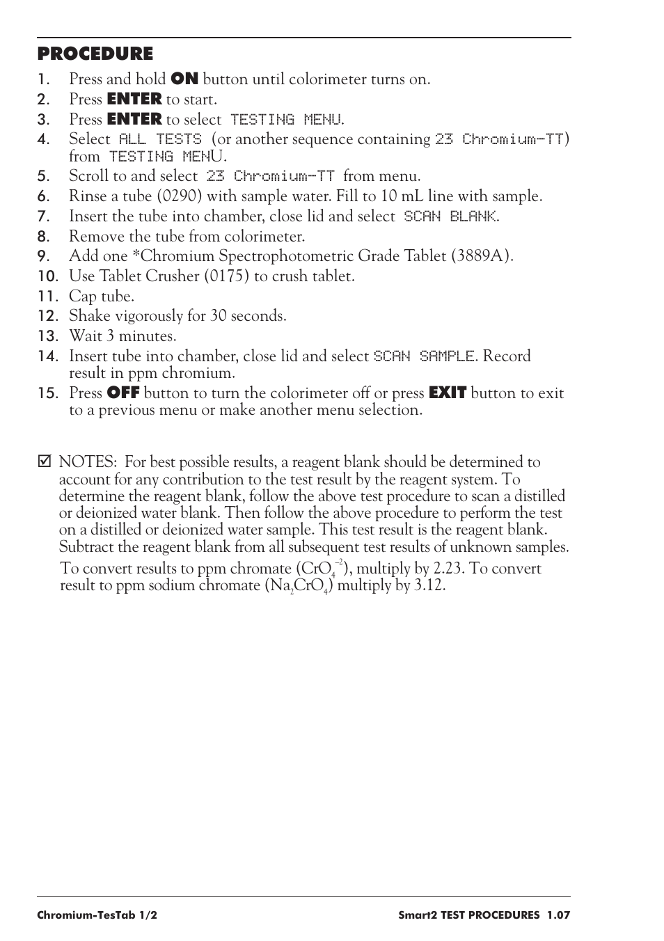 Procedure | LaMotte SMART 2 User Manual | Page 112 / 258