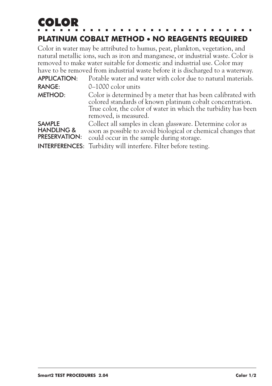 Color | LaMotte SMART 2 User Manual | Page 133 / 258