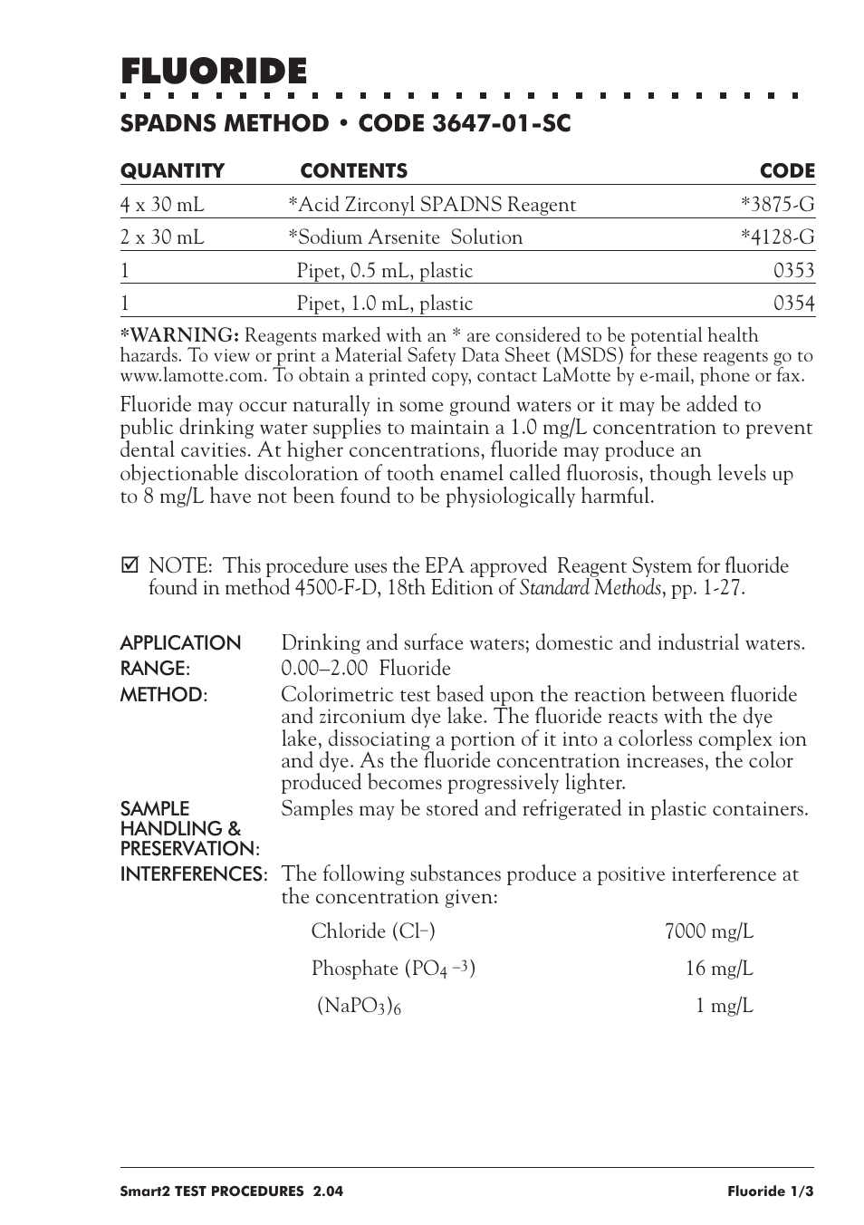 Fluoride | LaMotte SMART 2 User Manual | Page 155 / 258