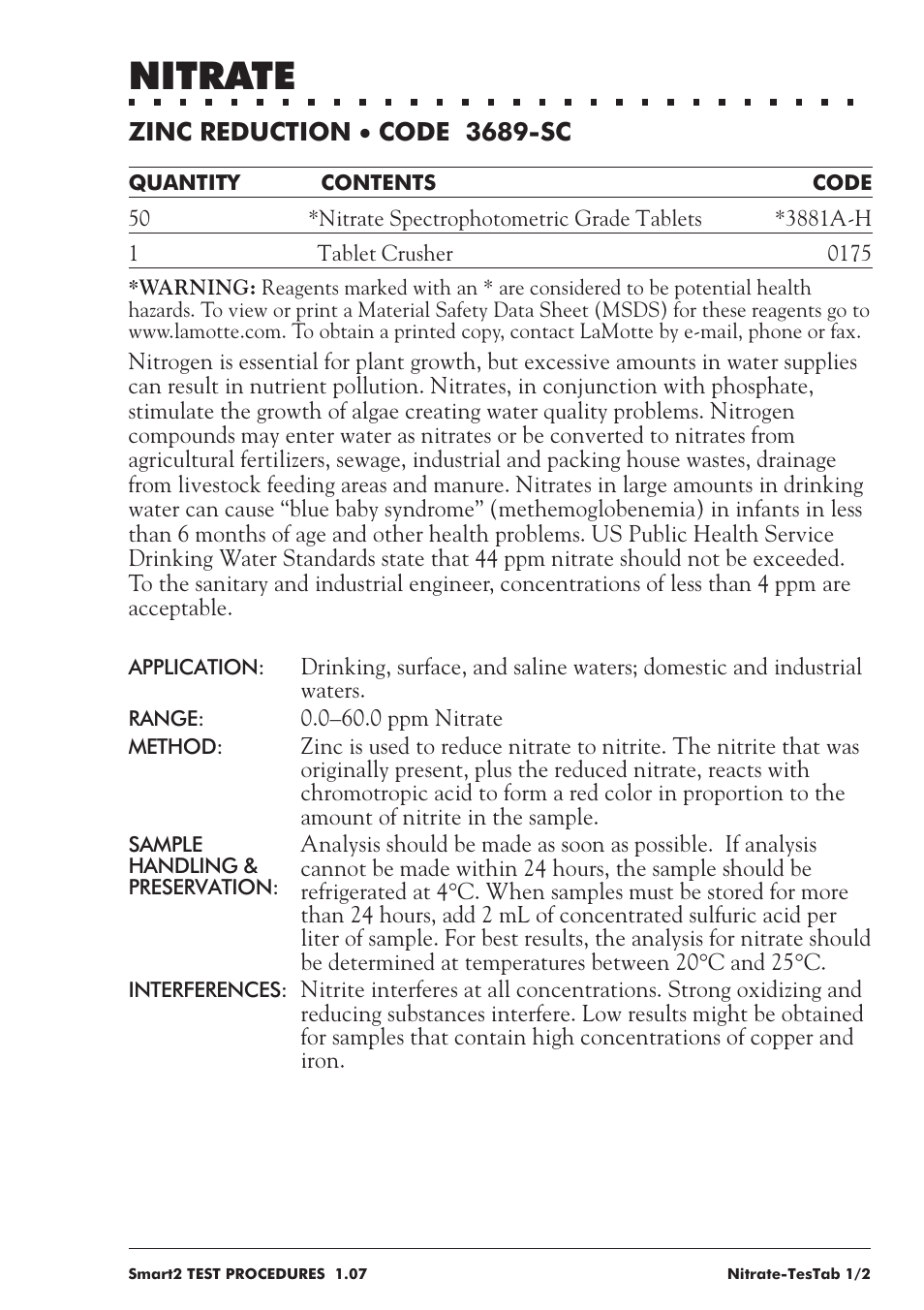 Nitrate | LaMotte SMART 2 User Manual | Page 187 / 258
