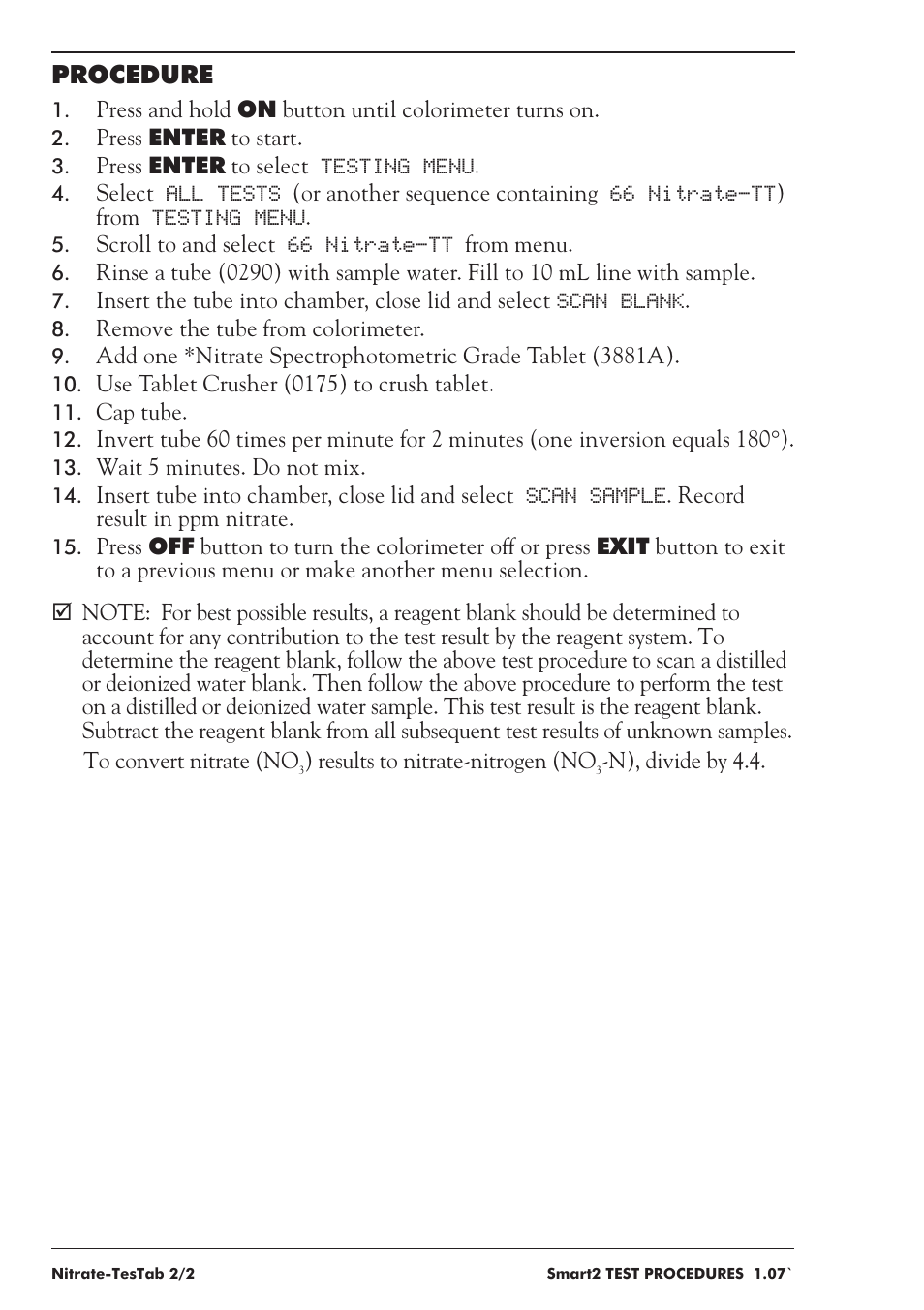 Procedure | LaMotte SMART 2 User Manual | Page 188 / 258