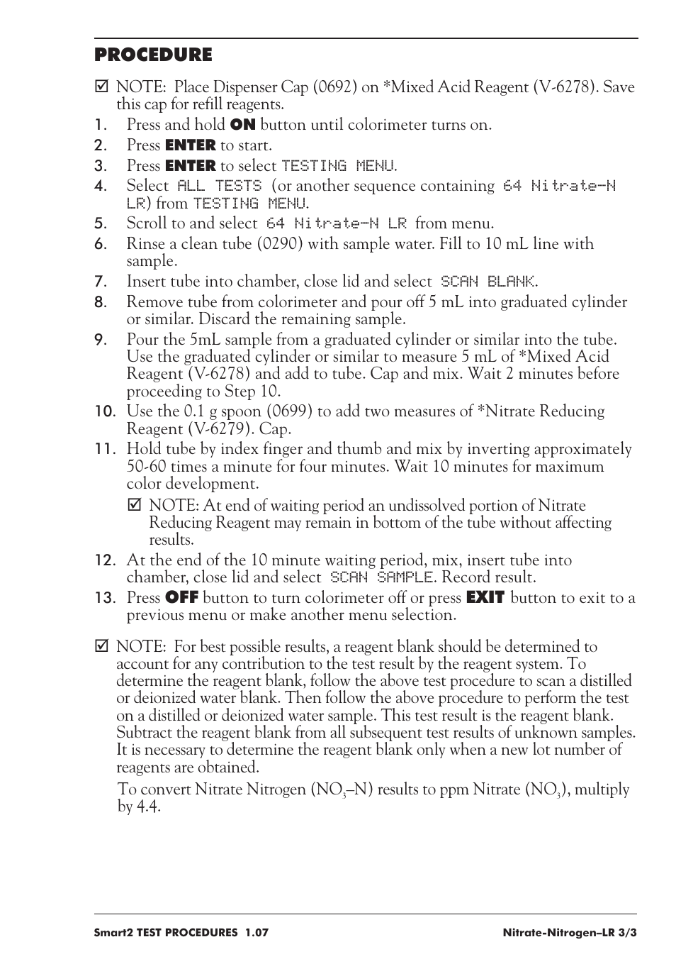 Procedure | LaMotte SMART 2 User Manual | Page 191 / 258