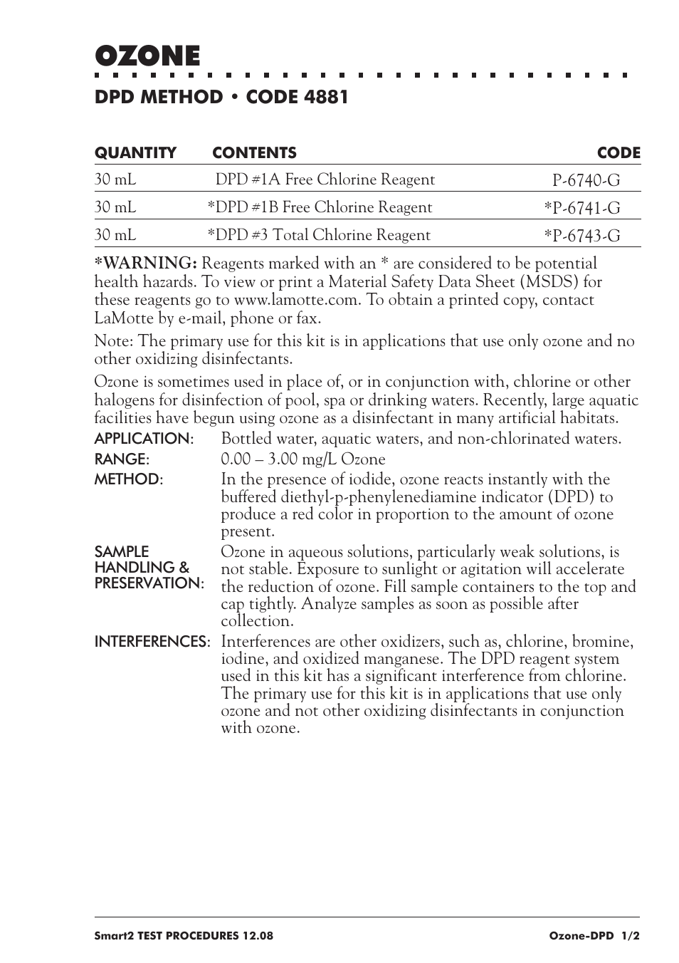 Ozone | LaMotte SMART 2 User Manual | Page 207 / 258