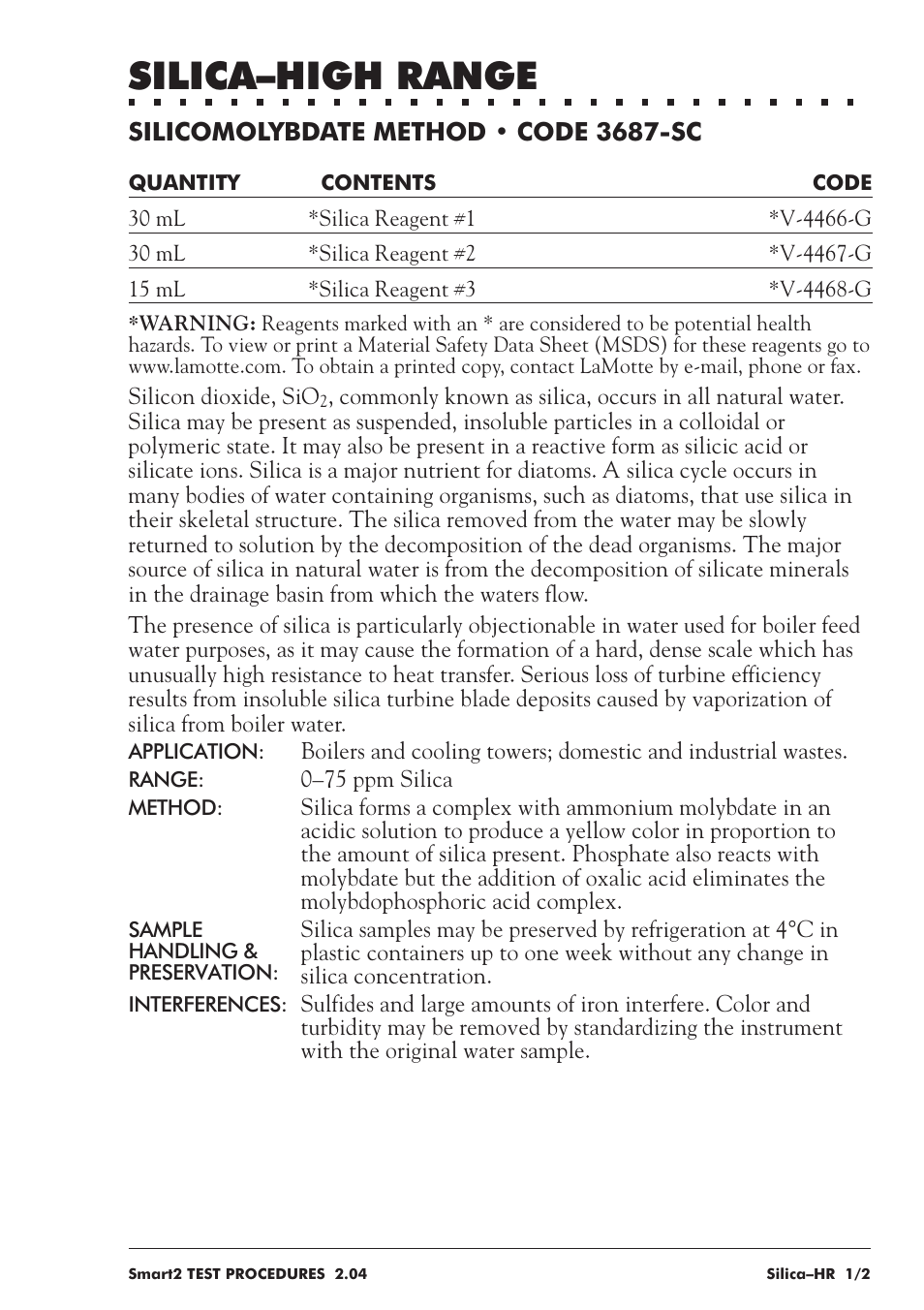 Silica–high range | LaMotte SMART 2 User Manual | Page 239 / 258