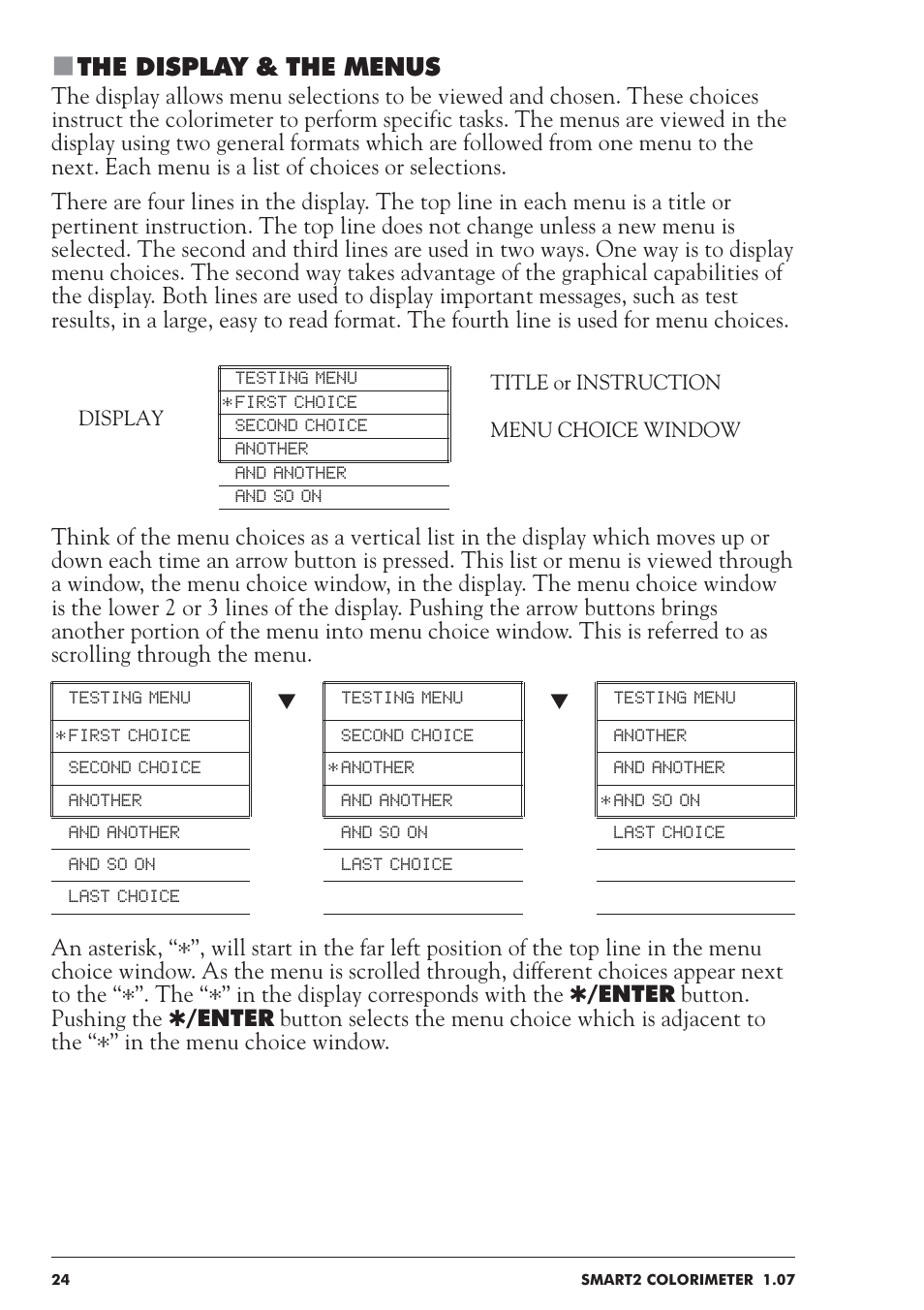 The display & the menus | LaMotte SMART 2 User Manual | Page 24 / 258