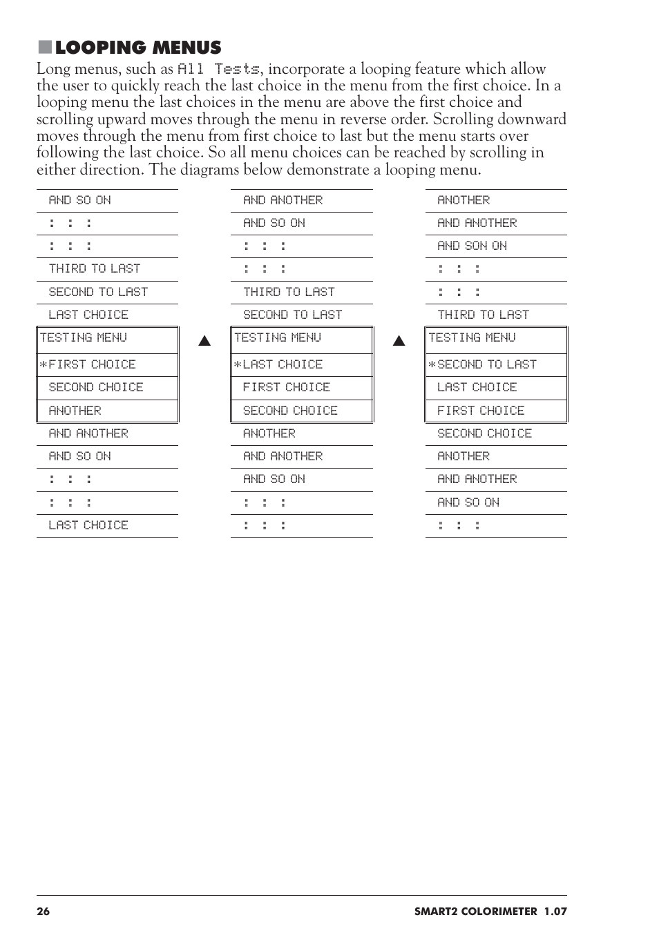 Looping menus | LaMotte SMART 2 User Manual | Page 26 / 258