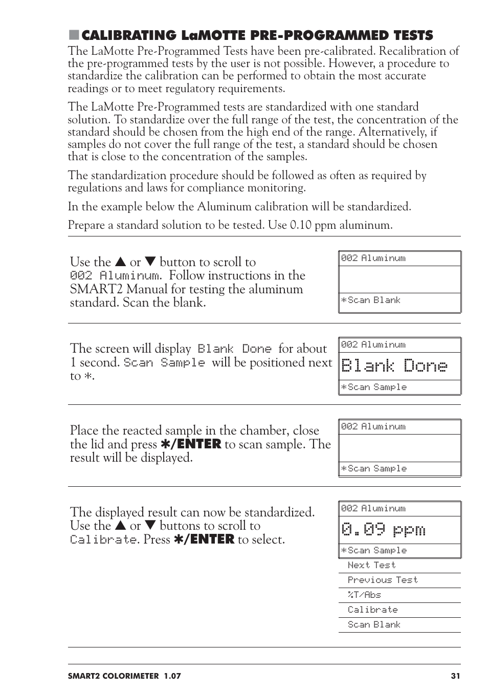 Blank done, 09 ppm | LaMotte SMART 2 User Manual | Page 31 / 258