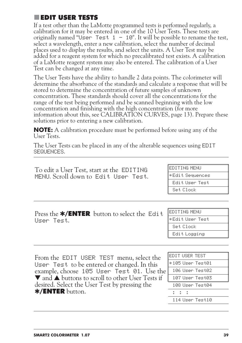Edit user tests | LaMotte SMART 2 User Manual | Page 39 / 258