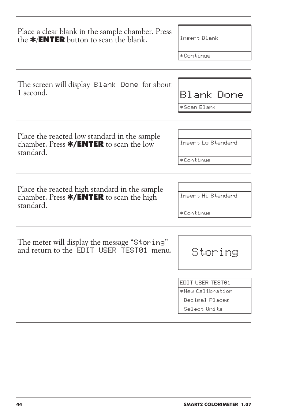 Blank done, Storing | LaMotte SMART 2 User Manual | Page 44 / 258