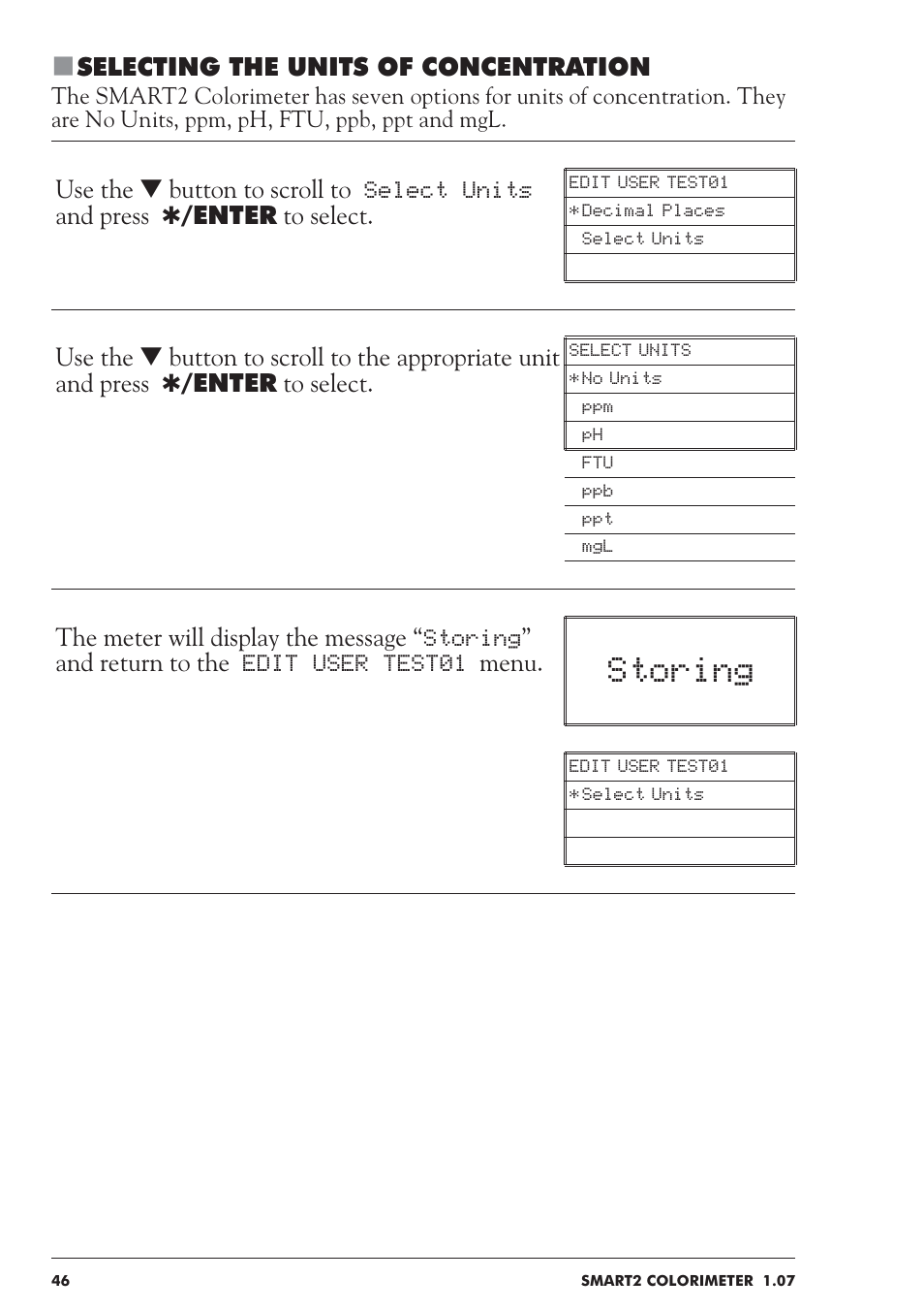 Storing | LaMotte SMART 2 User Manual | Page 46 / 258