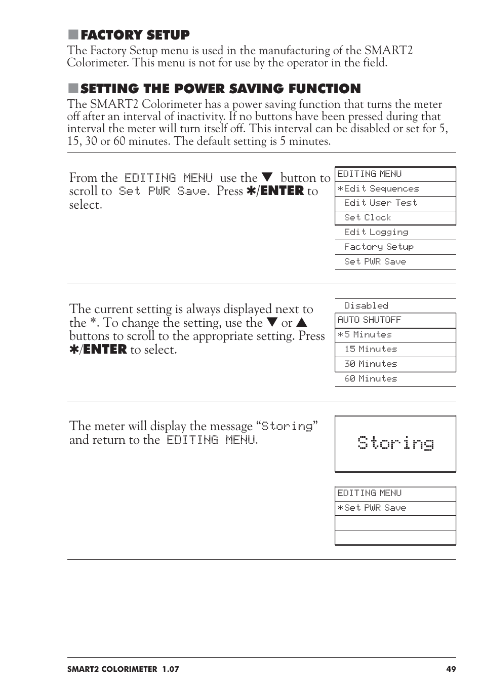 Storing | LaMotte SMART 2 User Manual | Page 49 / 258