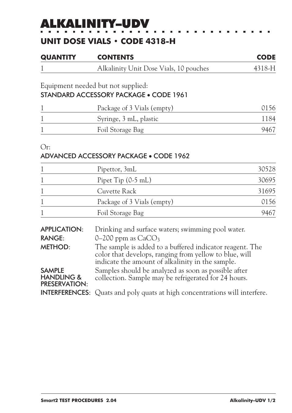 Alkalinity–udv | LaMotte SMART 2 User Manual | Page 61 / 258