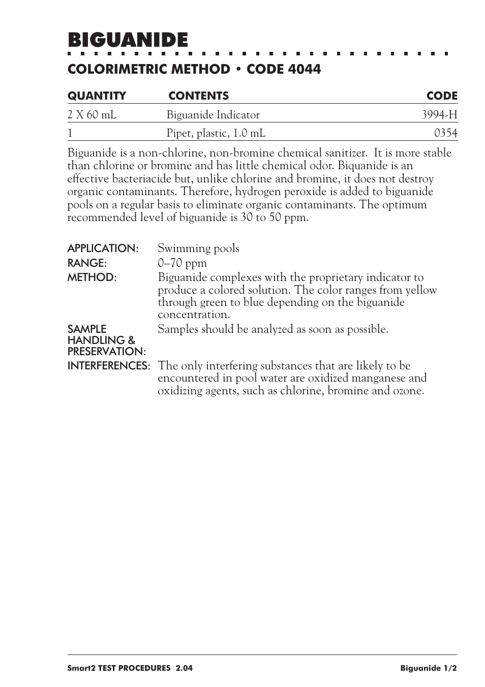 Biguanide | LaMotte SMART 2 User Manual | Page 75 / 258