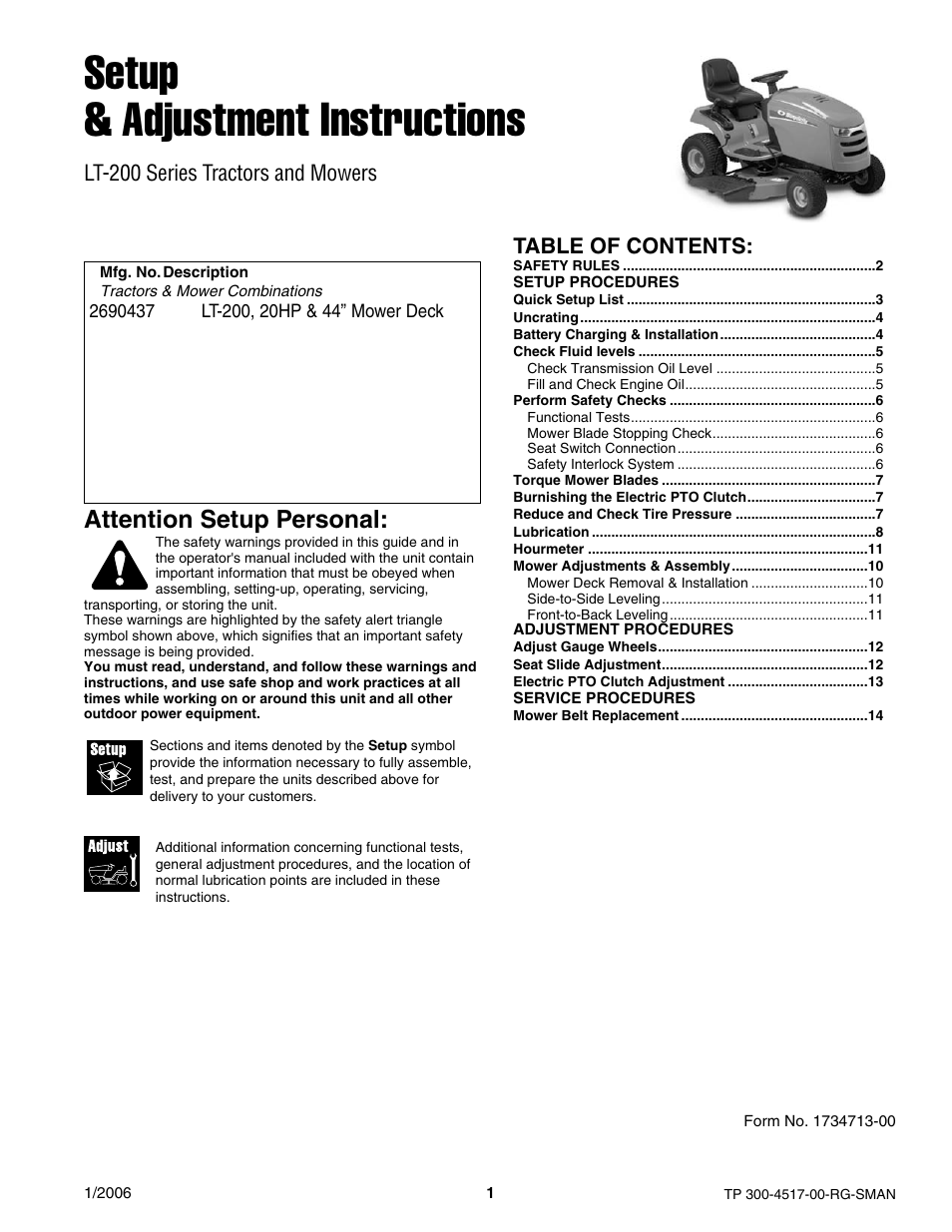 Briggs & Stratton LT-200 User Manual | 14 pages