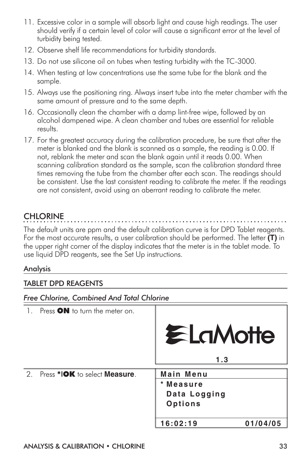 LaMotte TC-3000 Tri-Meter User Manual | Page 33 / 76