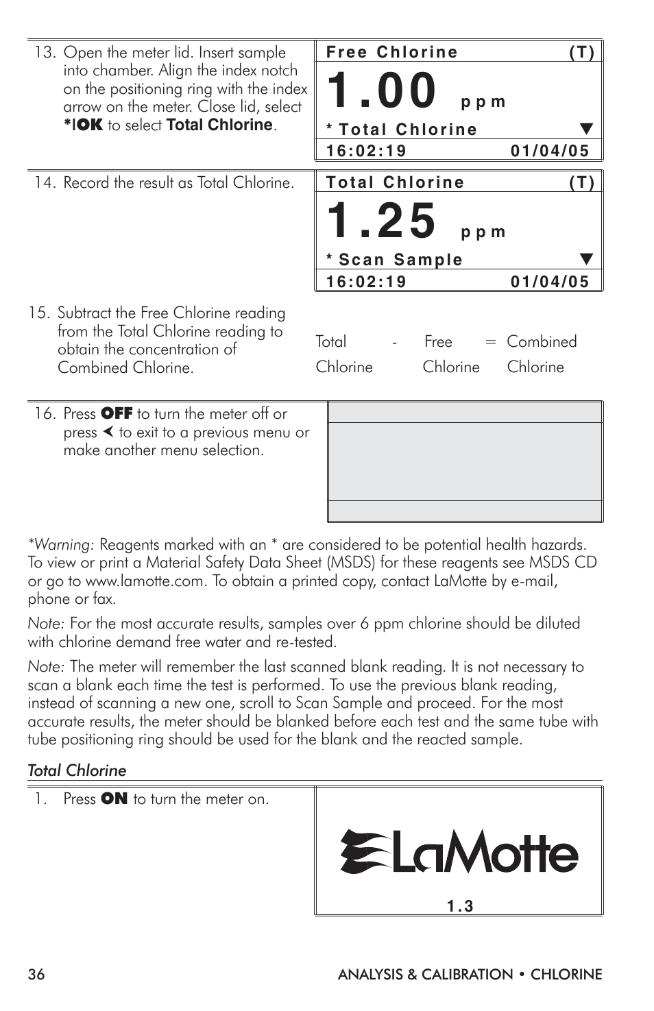 LaMotte TC-3000 Tri-Meter User Manual | Page 36 / 76