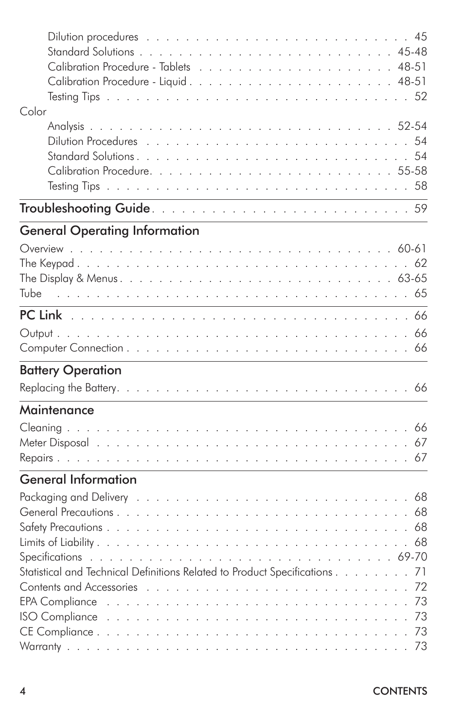 LaMotte TC-3000 Tri-Meter User Manual | Page 4 / 76