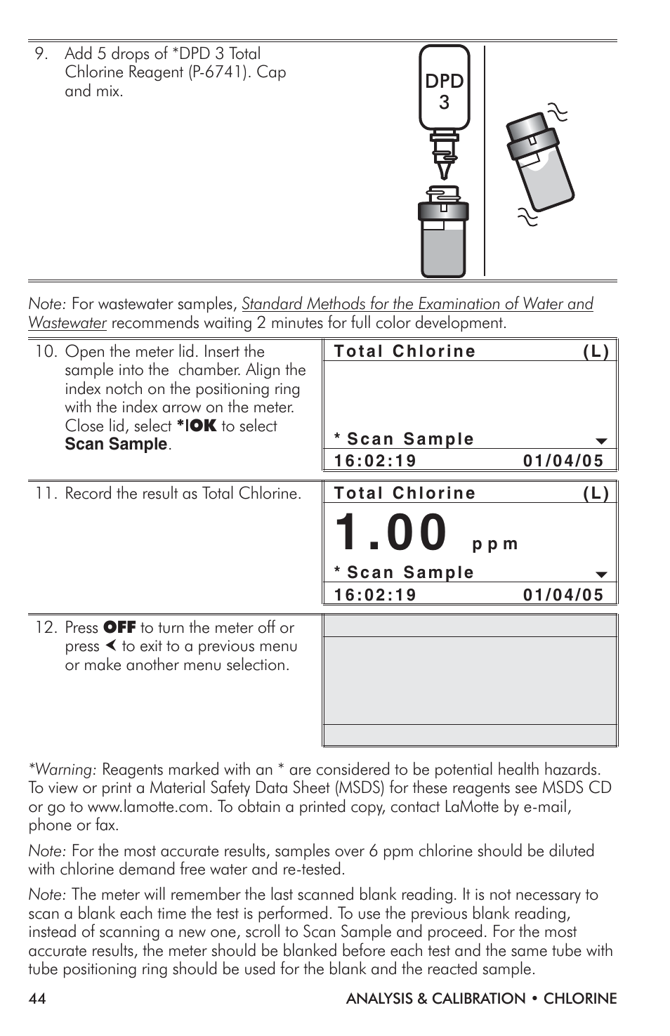 LaMotte TC-3000 Tri-Meter User Manual | Page 44 / 76