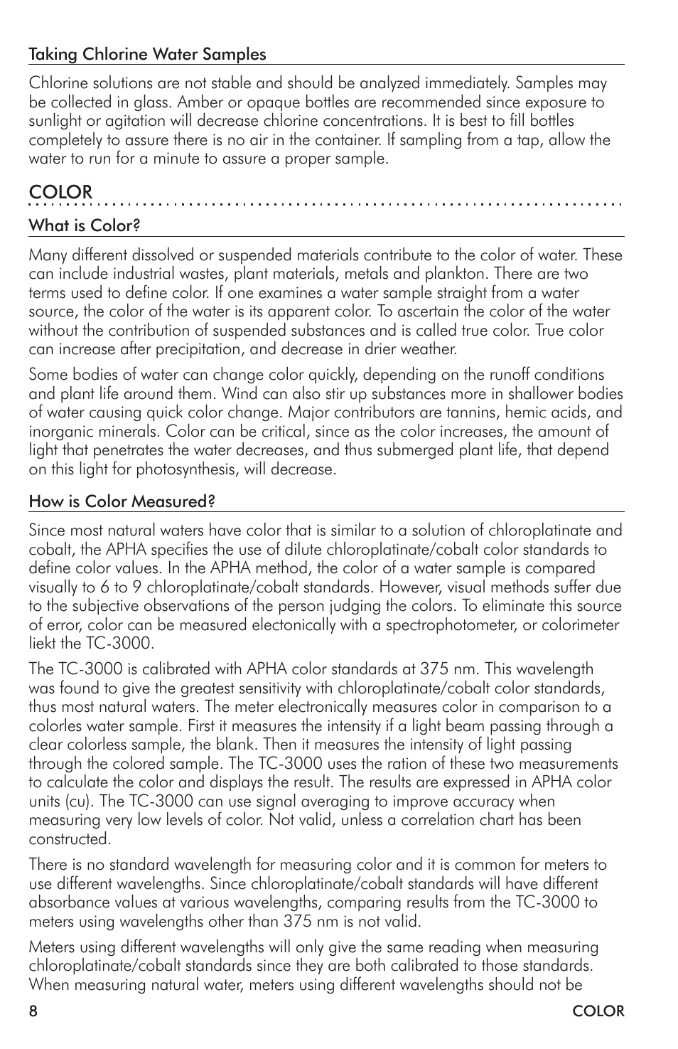 LaMotte TC-3000 Tri-Meter User Manual | Page 8 / 76