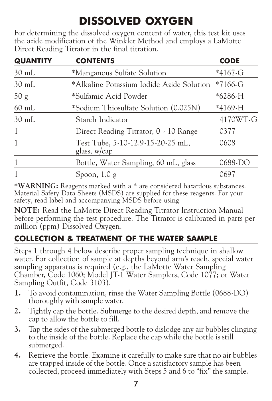 Dissolved oxygen | LaMotte AG-103 Fresh Water Aquarium User Manual | Page 7 / 16