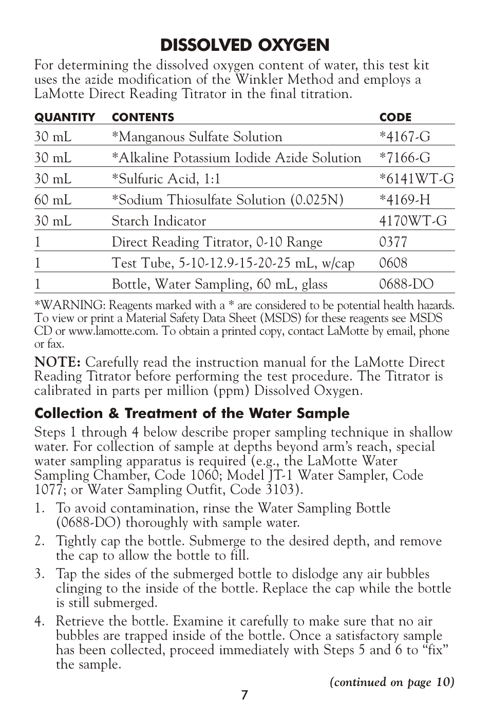 Dissolved oxygen | LaMotte AG-104 Salt Water Aquarium User Manual | Page 7 / 16