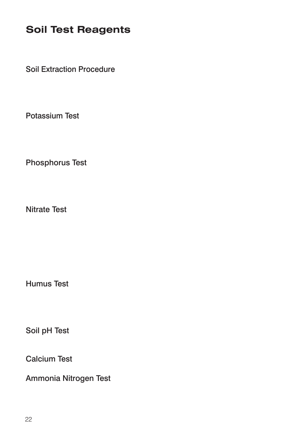 Soil test reagents | LaMotte STH Outfit User Manual | Page 22 / 24