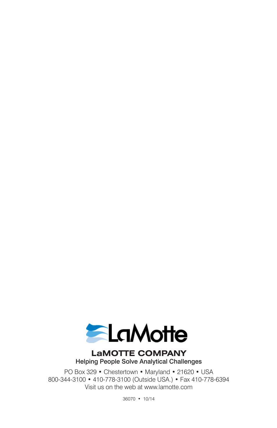 Lamotte company | LaMotte STH Outfit User Manual | Page 24 / 24